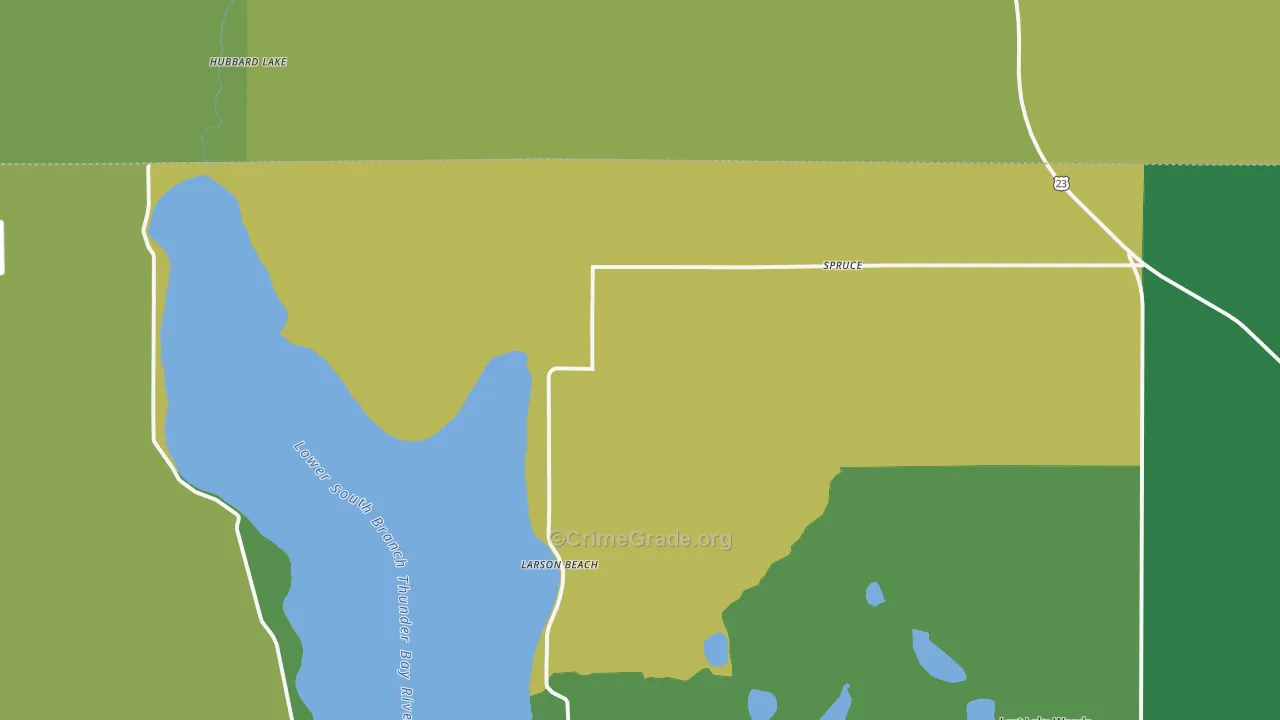 Spruce, MI Map of Theft Rates