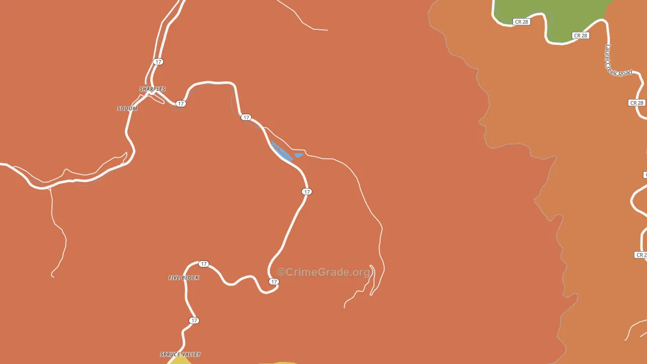 Spruce Valley, WV Map of Theft Rates