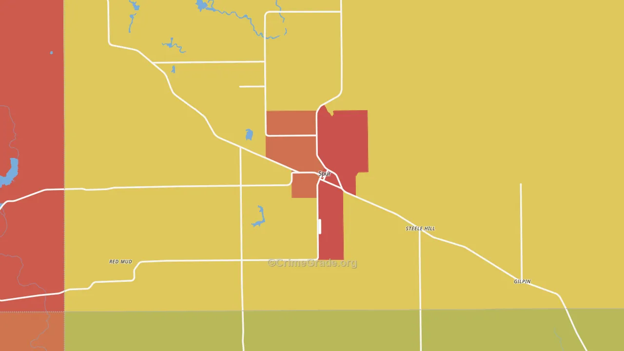 Spur, TX Map of Theft Rates
