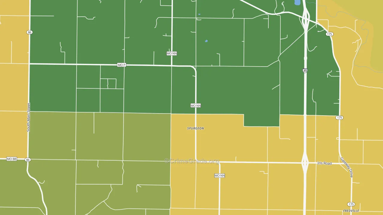 Spurgeon, MO Map of Theft Rates