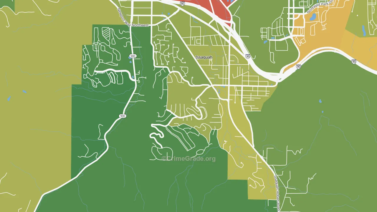 Squak Mountain, Issaquah, WA Map of Theft Rates