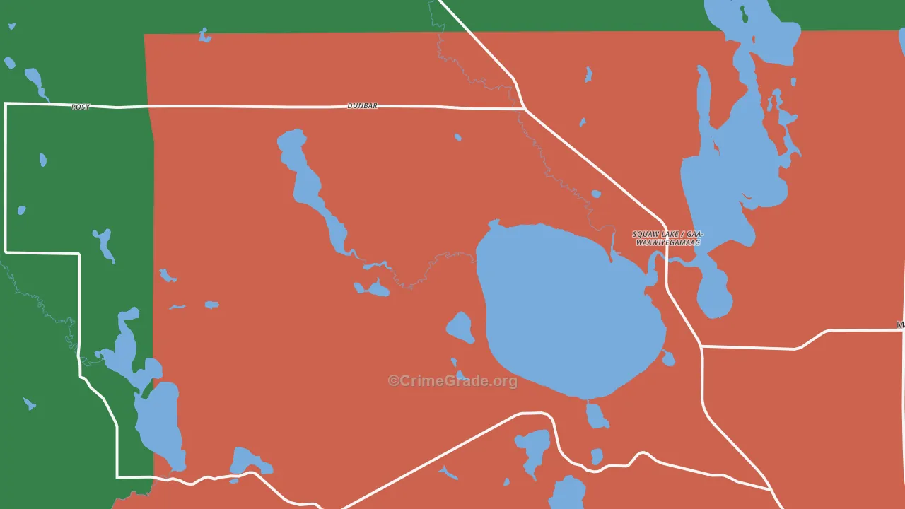 Squaw Lake, MN Map of Theft Rates