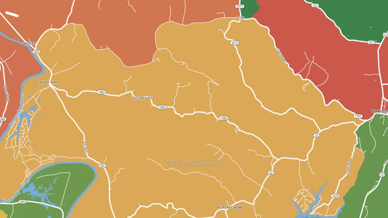 Squiresville, KY Map of Theft Rates