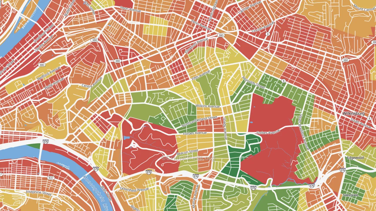 Squirrel Hill North, Pittsburgh, PA Map of Theft Rates