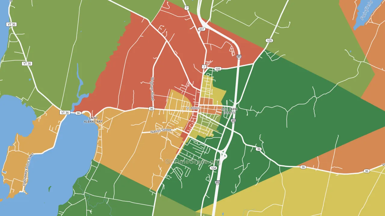 St. Albans, VT Map of Theft Rates