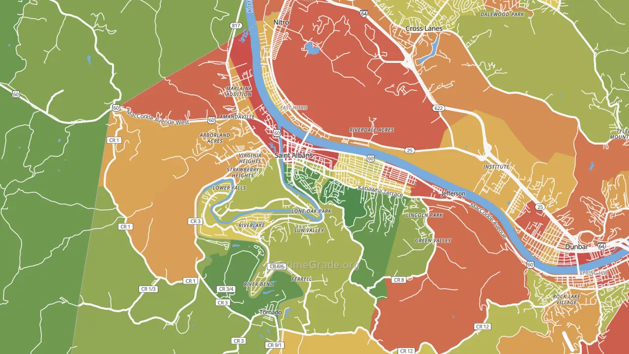 St. Albans, WV Map of Theft Rates