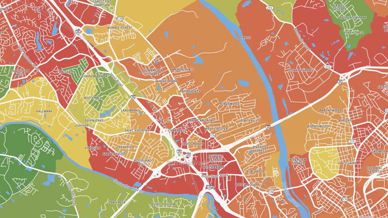 St. Andrews, SC Map of Theft Rates