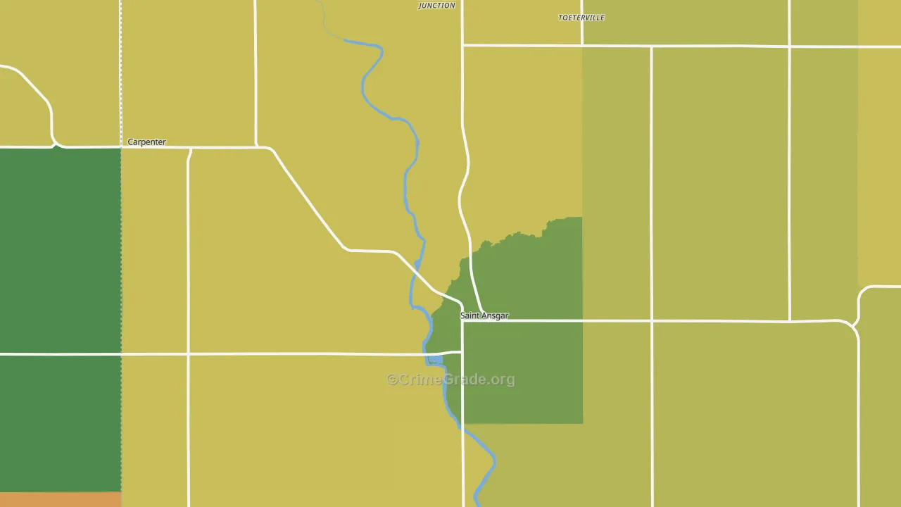St. Ansgar, IA Map of Theft Rates