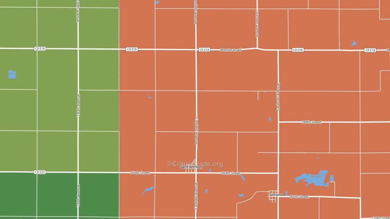 St. Anthony, IA Map of Theft Rates