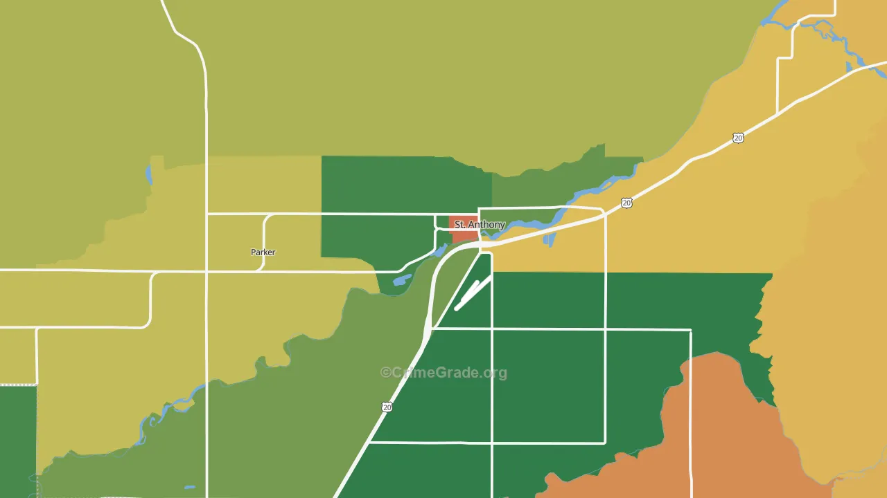St. Anthony, ID Map of Theft Rates