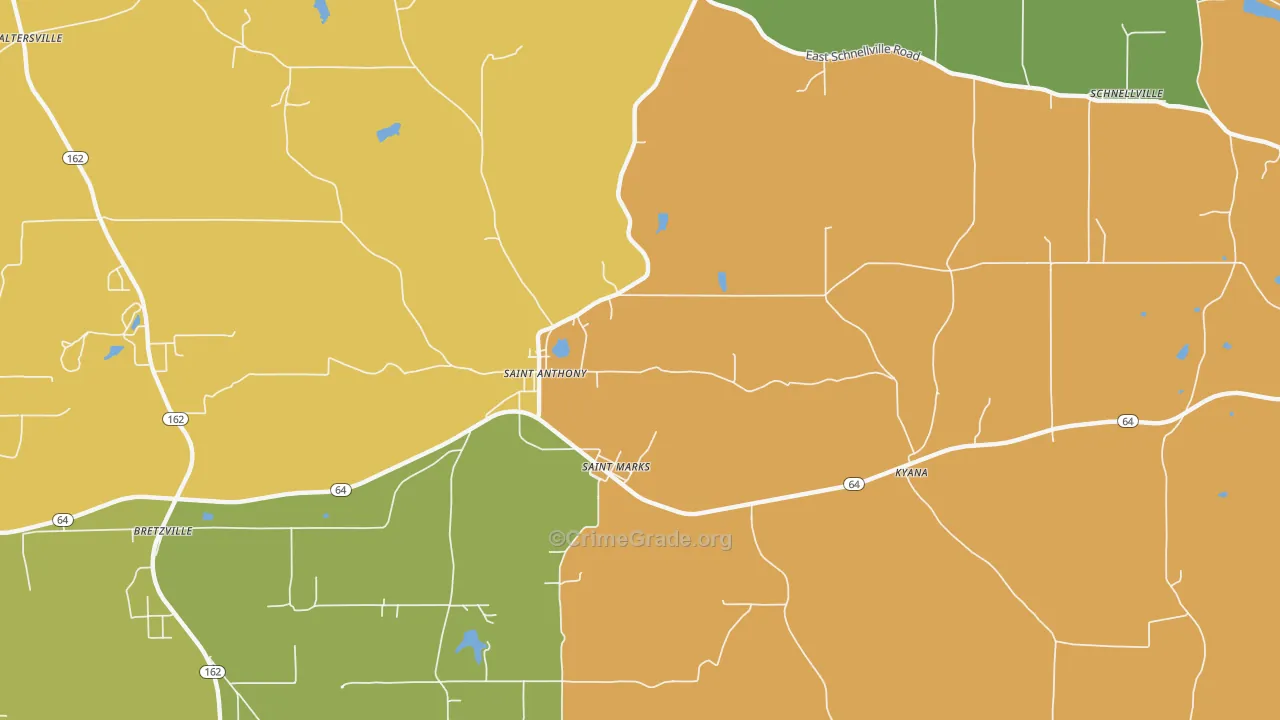 St. Anthony, IN Map of Theft Rates