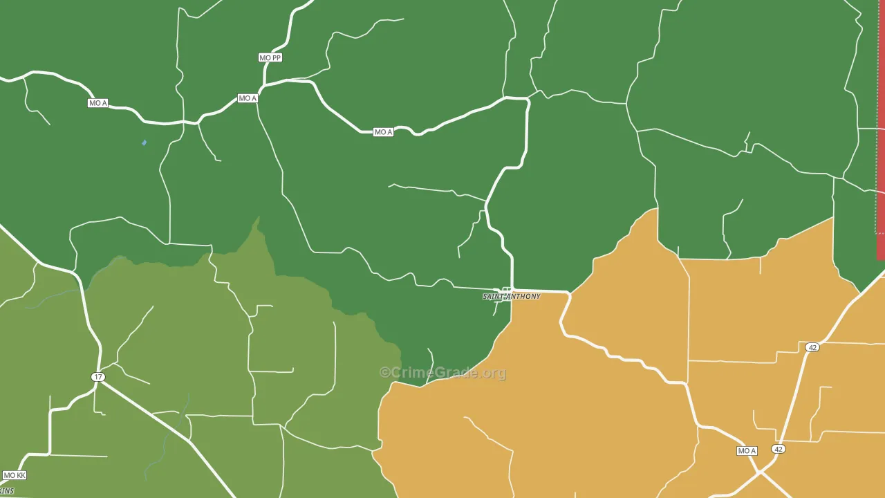 St. Anthony, MO Map of Theft Rates