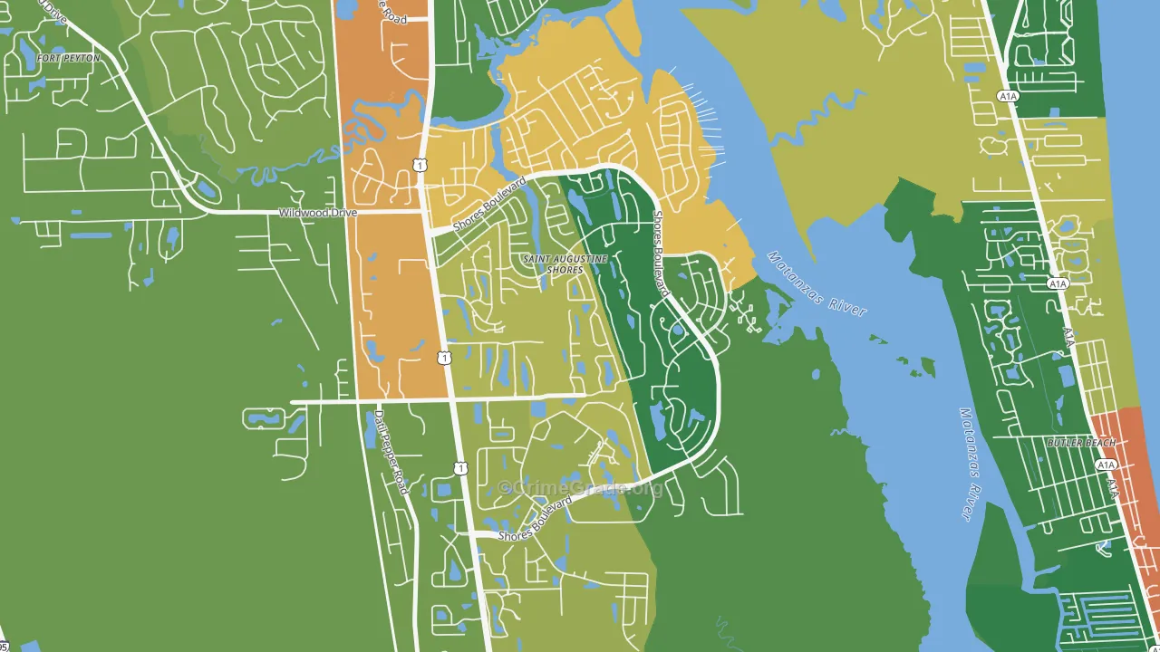 St. Augustine Shores, FL Map of Theft Rates
