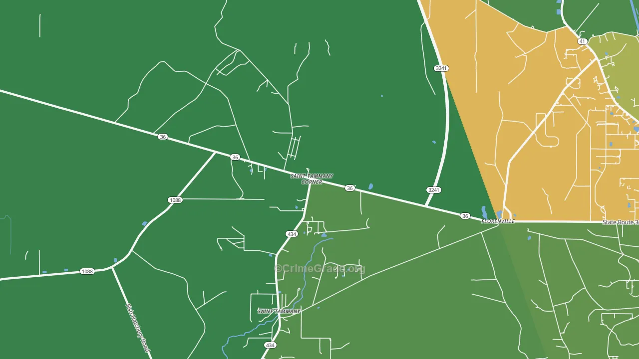 St. Benedict, LA Map of Theft Rates
