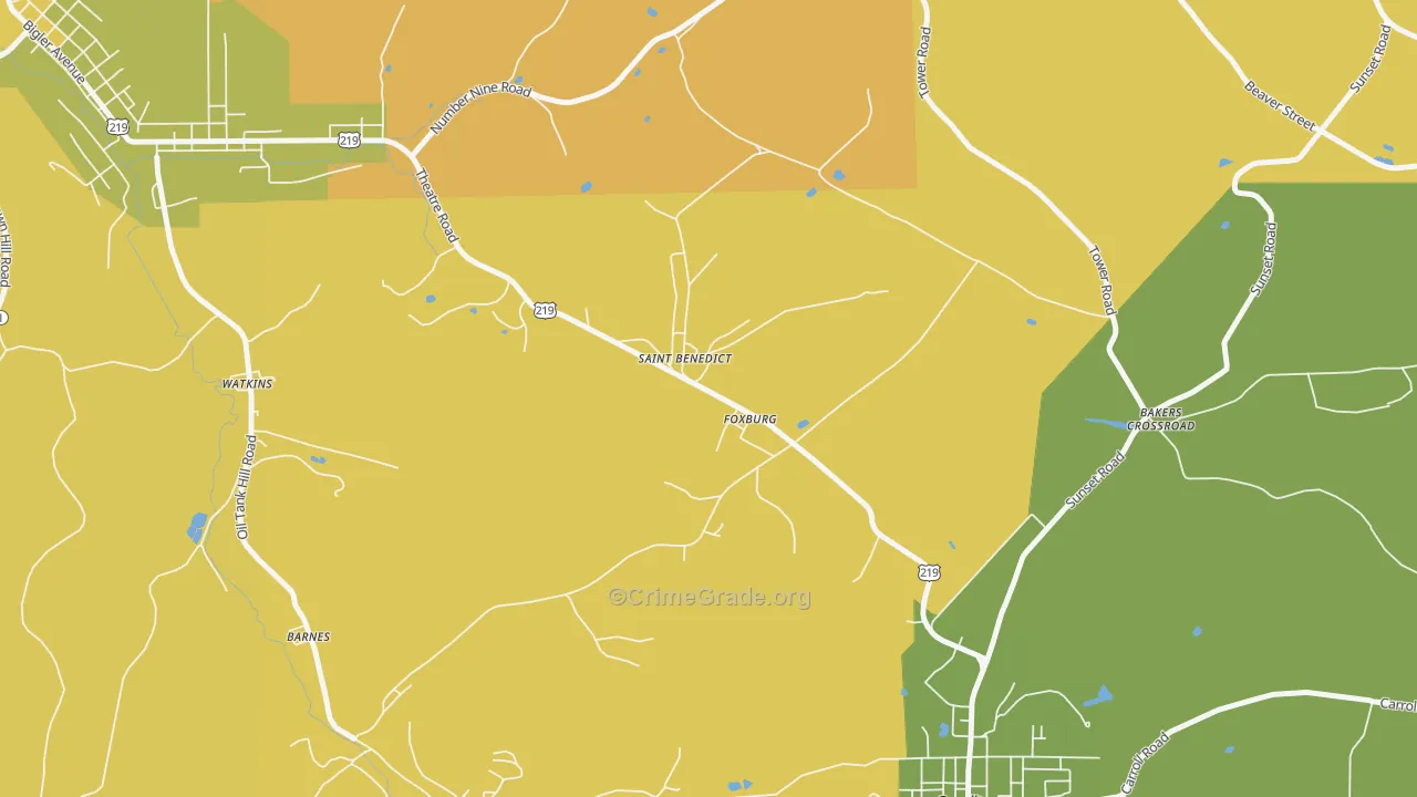 St. Benedict, PA Map of Theft Rates
