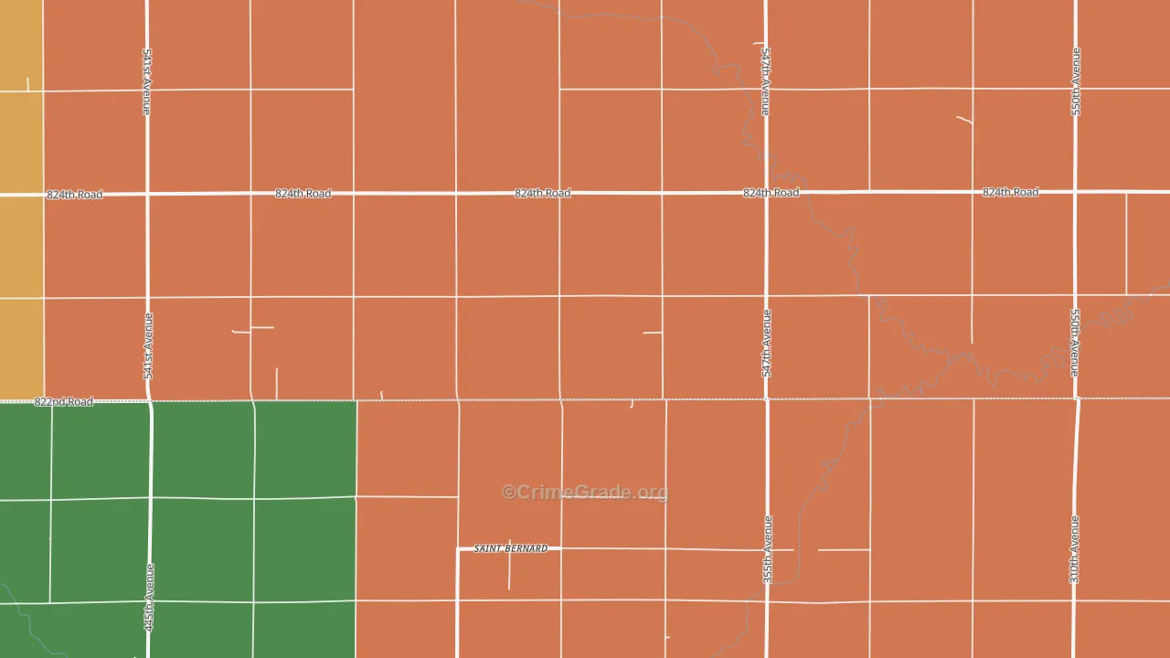 St. Bernard, NE Map of Theft Rates