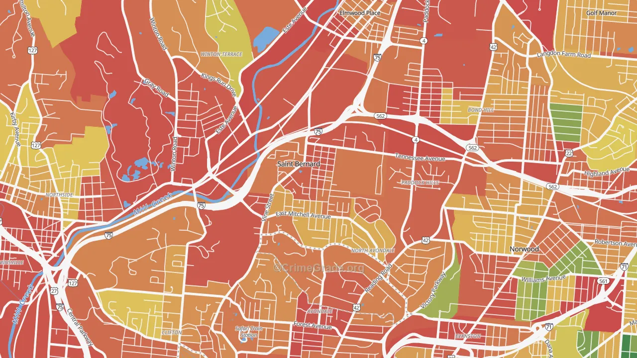 St. Bernard, OH Map of Theft Rates