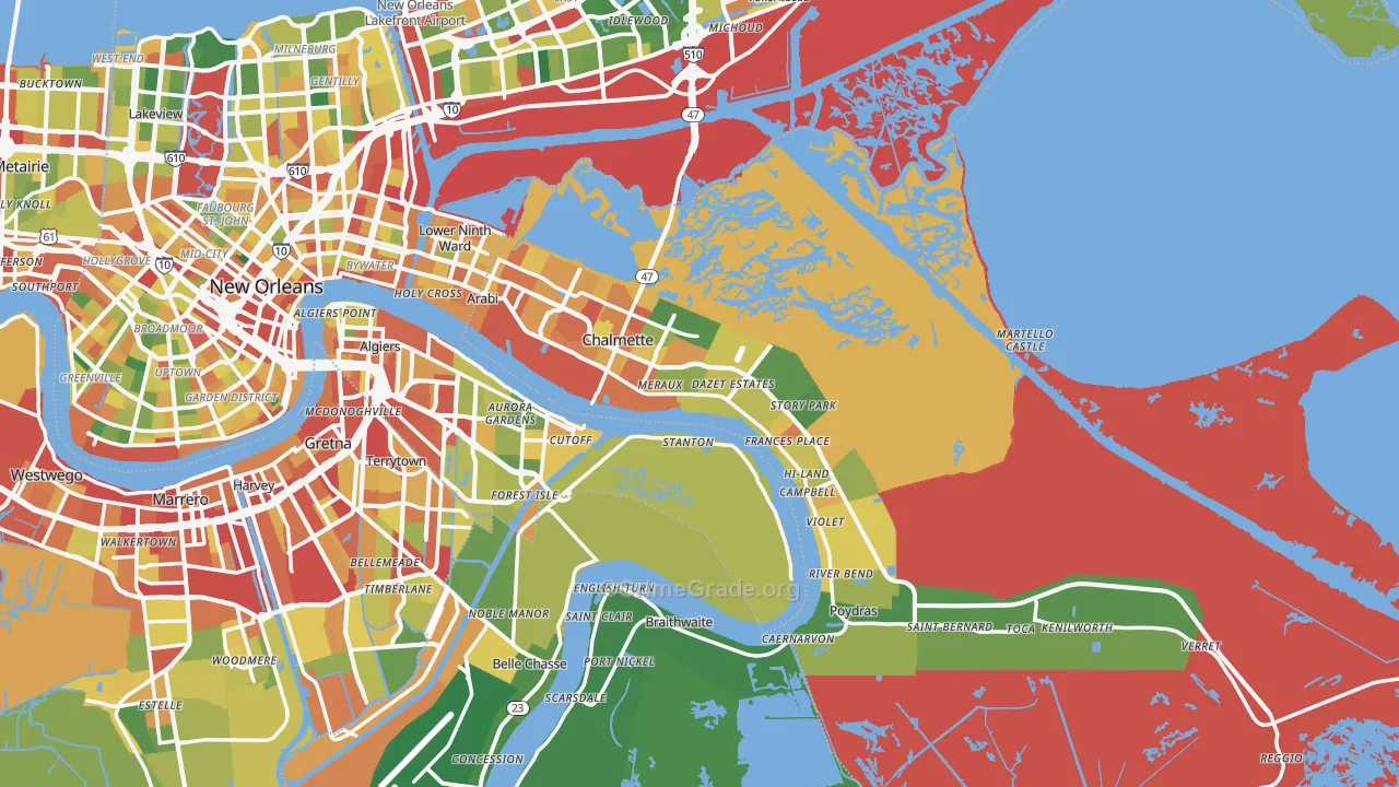 St. Bernard Parish, LA Map of Theft Rates