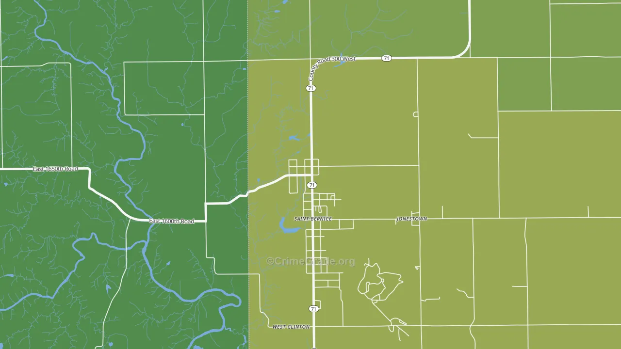 St. Bernice, IN Map of Theft Rates