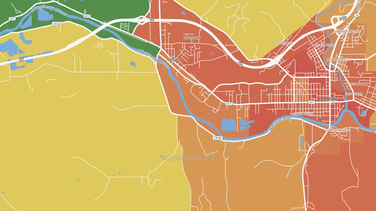 St. Bonaventure, NY Map of Theft Rates