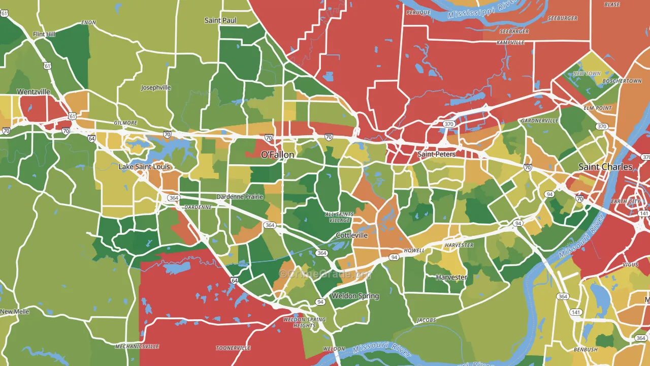 St. Charles County, MO Map of Theft Rates