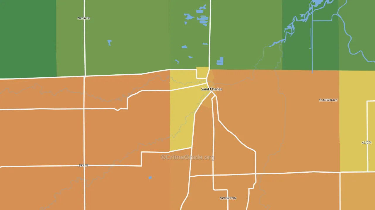 St. Charles, MI Map of Theft Rates
