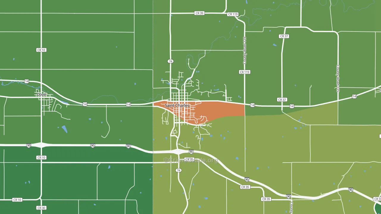 St. Charles, MN Map of Theft Rates