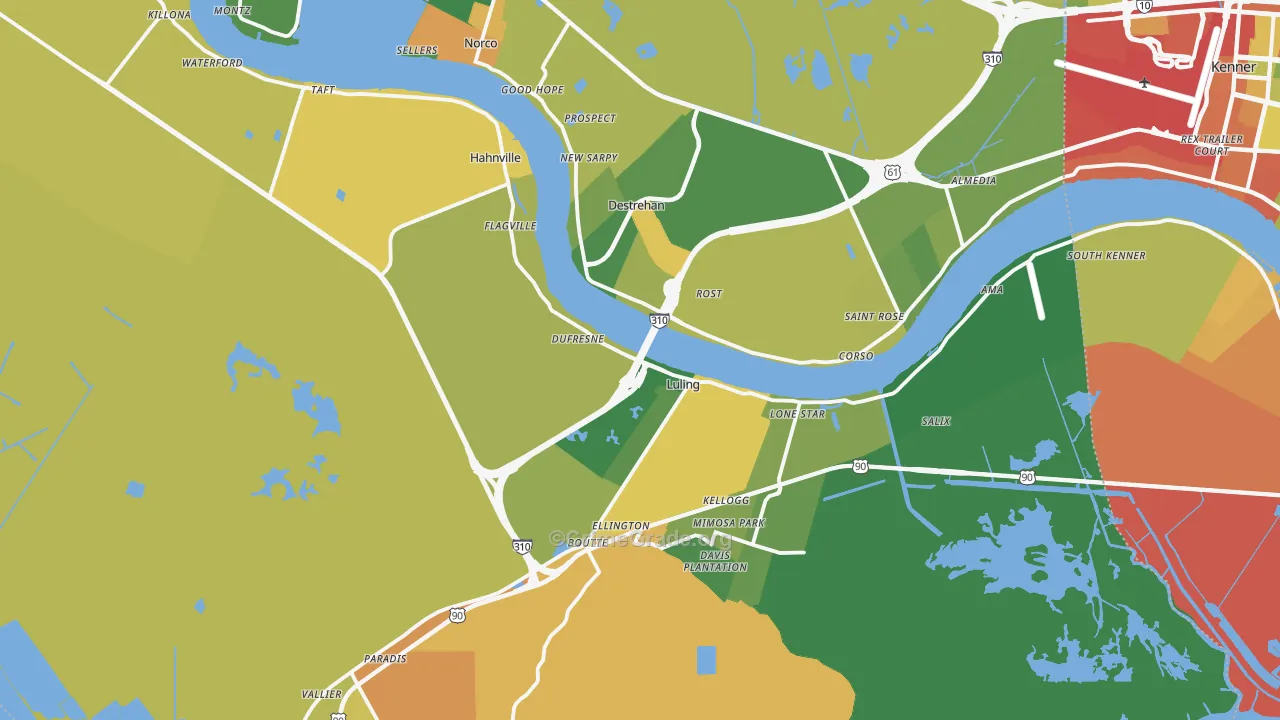 St. Charles Parish, LA Map of Theft Rates