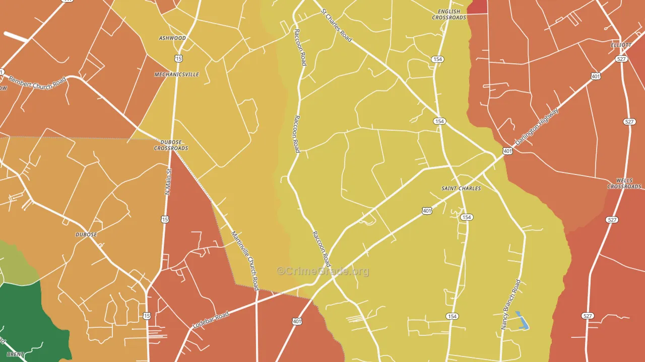 St. Charles, SC Map of Theft Rates