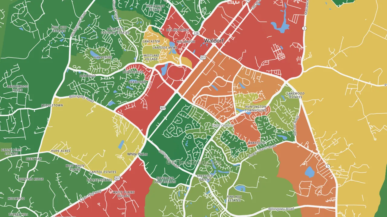 St Charles, Waldorf, MD Map of Theft Rates