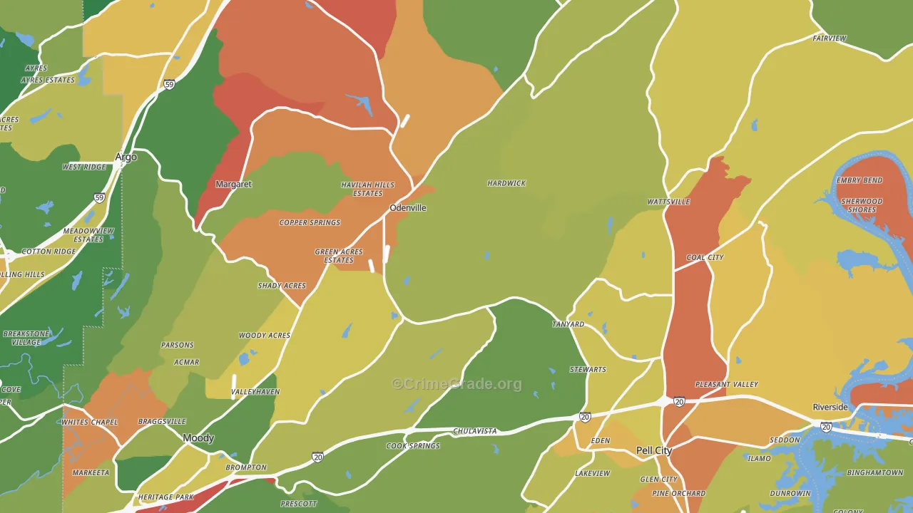 St. Clair County, AL Map of Theft Rates