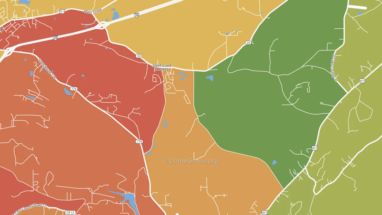 St. Clair Springs, AL Map of Theft Rates
