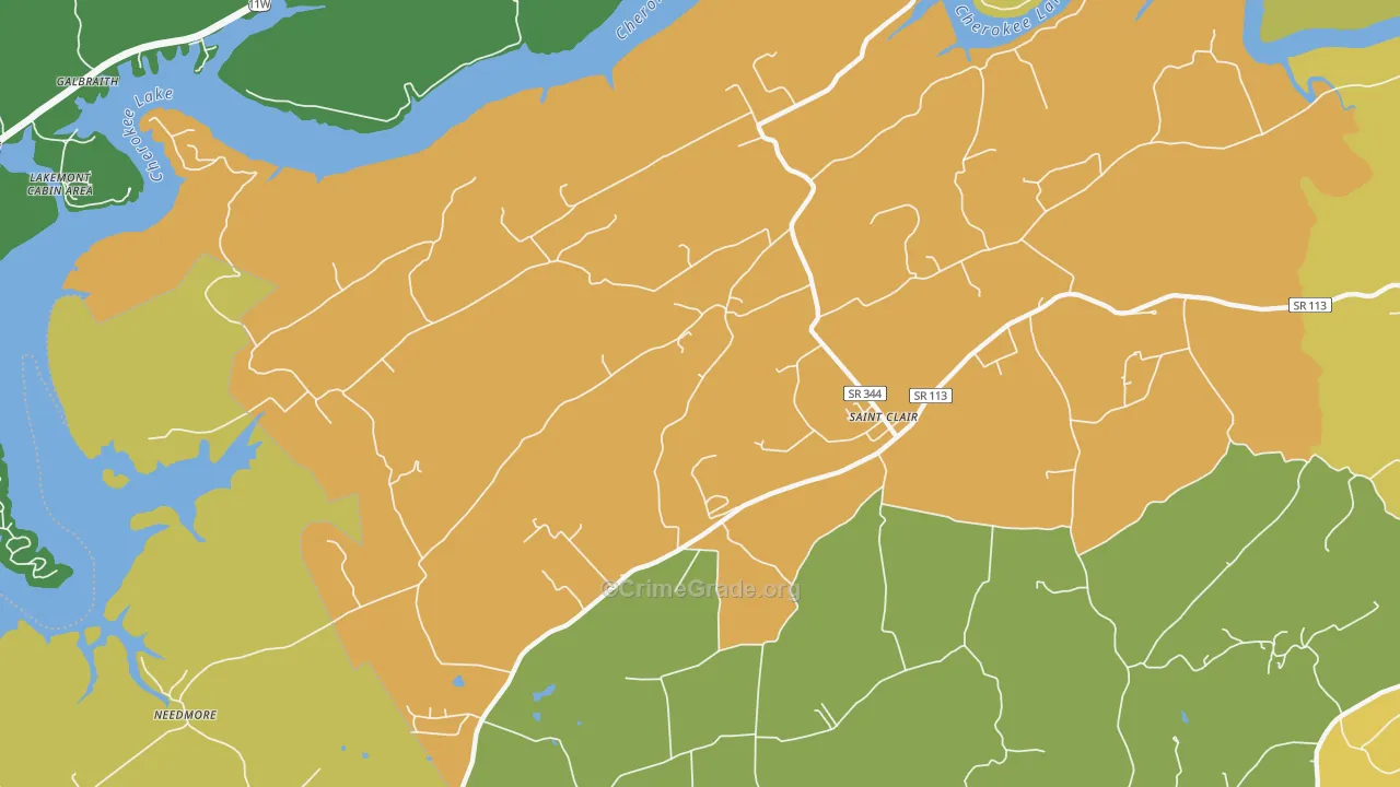 St. Clair, TN Map of Theft Rates