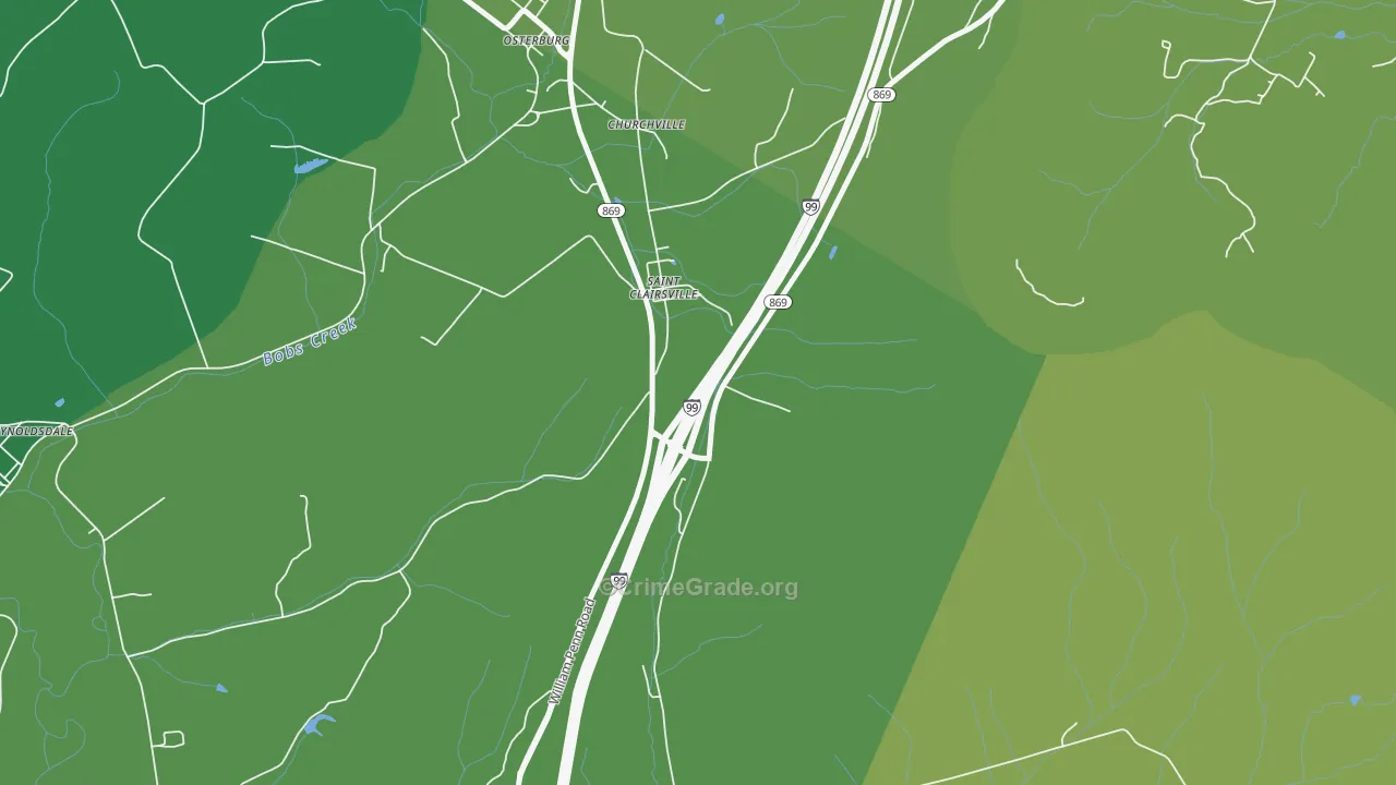 St. Clairsville, PA Map of Theft Rates