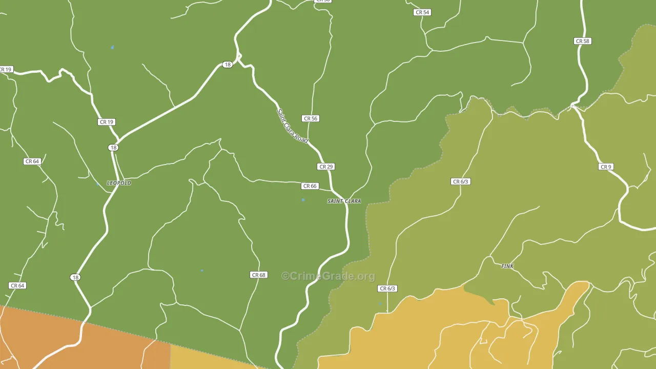 St. Clara, WV Map of Theft Rates