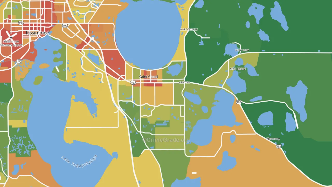 St. Cloud, FL Map of Theft Rates