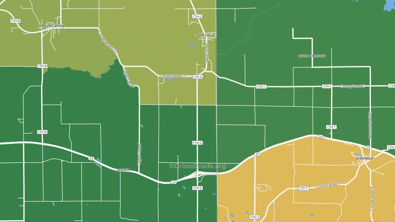 St. Cloud, WI Map of Theft Rates
