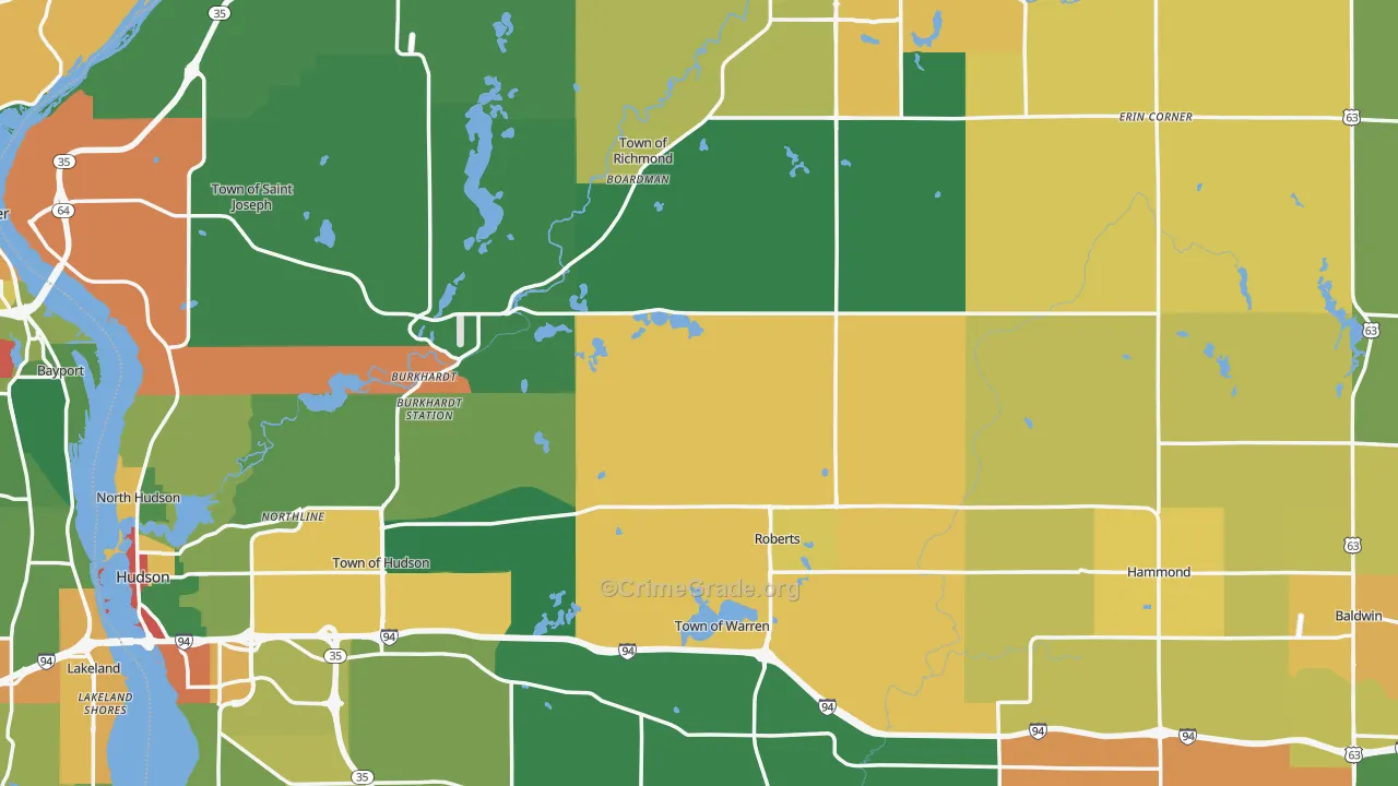 St. Croix County, WI Map of Theft Rates