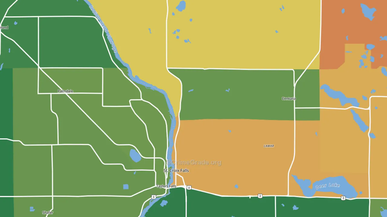 St. Croix Falls, WI Map of Theft Rates