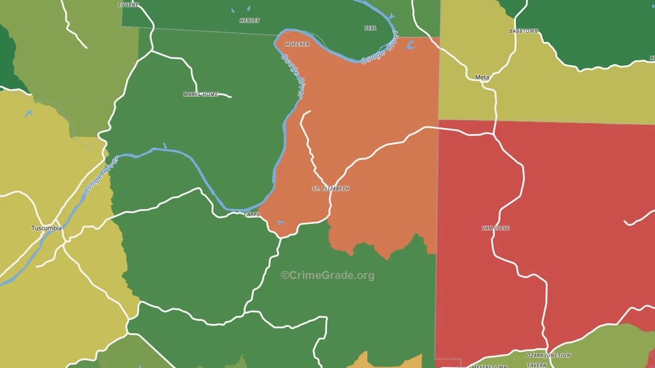 St. Elizabeth, MO Map of Theft Rates