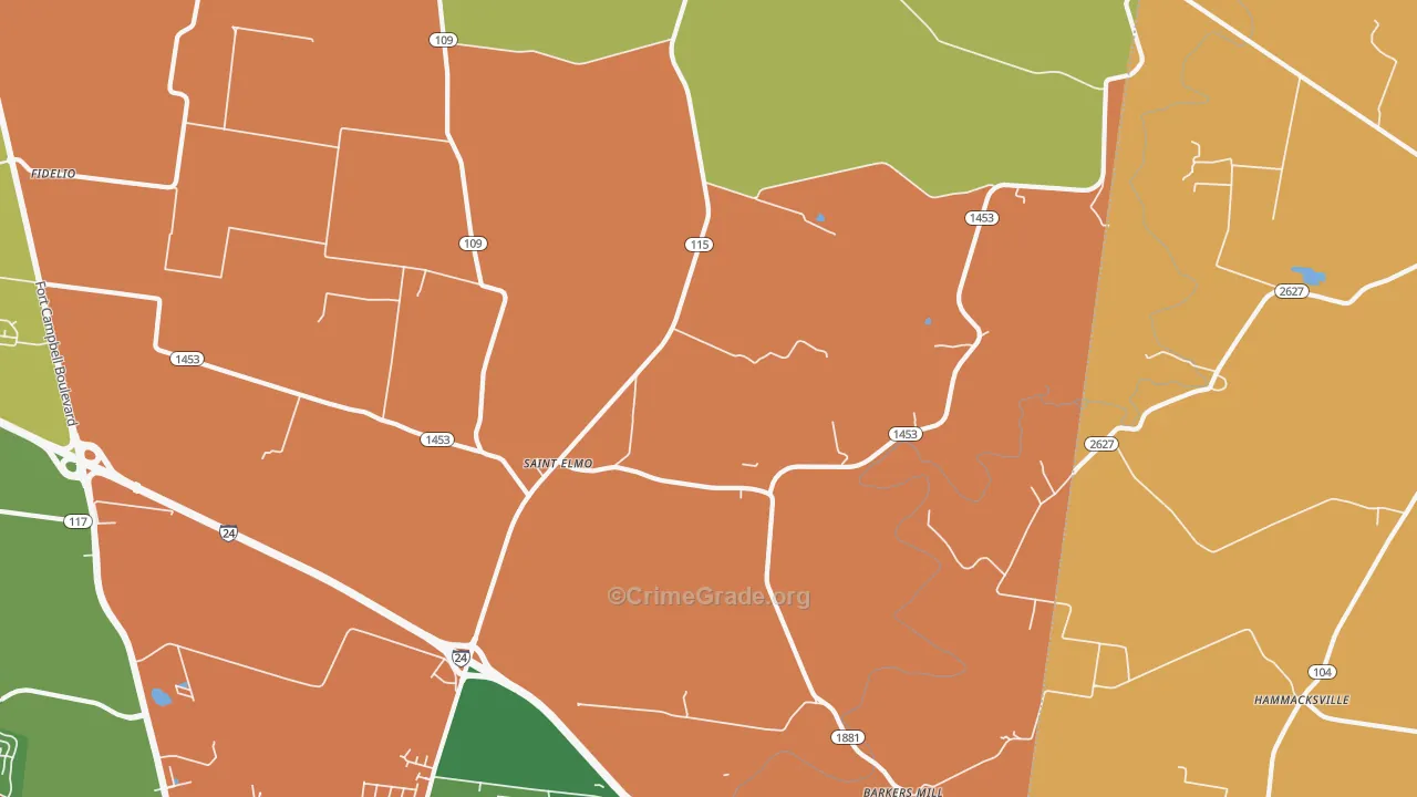 St. Elmo, KY Map of Theft Rates