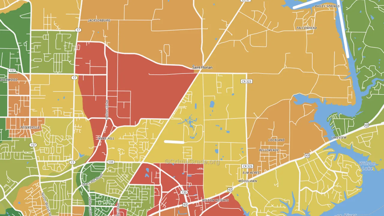 St. Florian, AL Map of Theft Rates