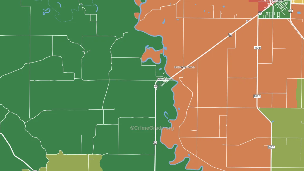 St. Francis, AR Map of Theft Rates