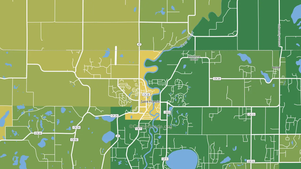 St. Francis, MN Map of Theft Rates