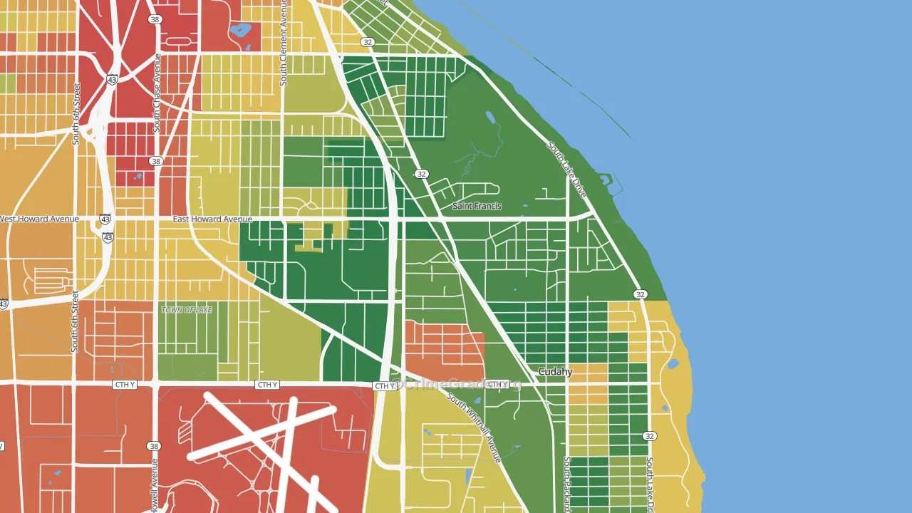 St. Francis, WI Map of Theft Rates