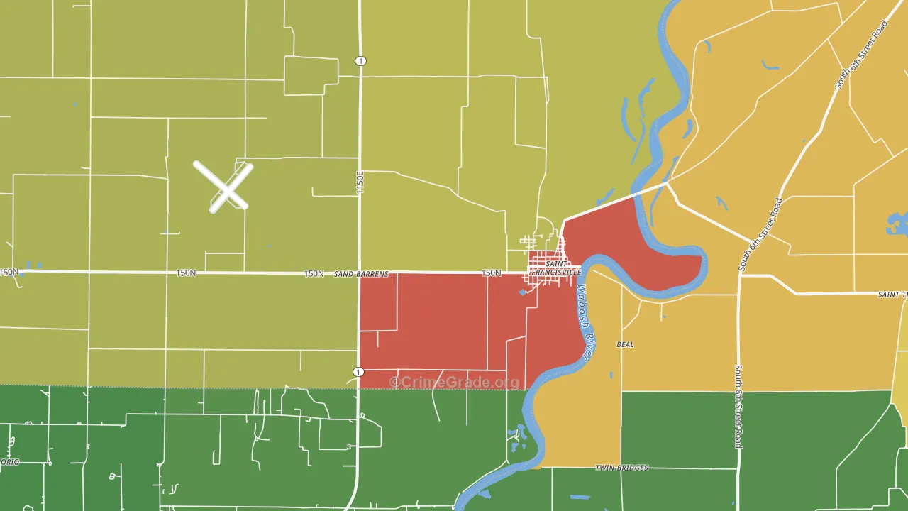 St. Francisville, IL Map of Theft Rates