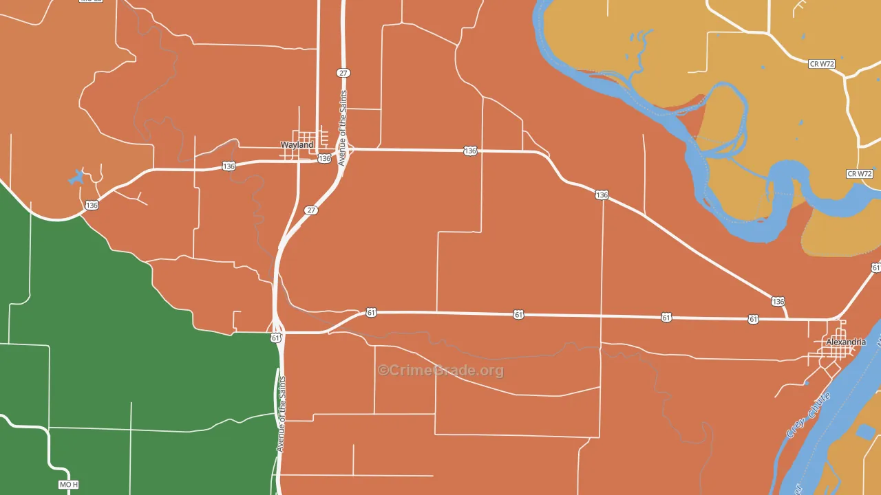 St. Francisville, MO Map of Theft Rates
