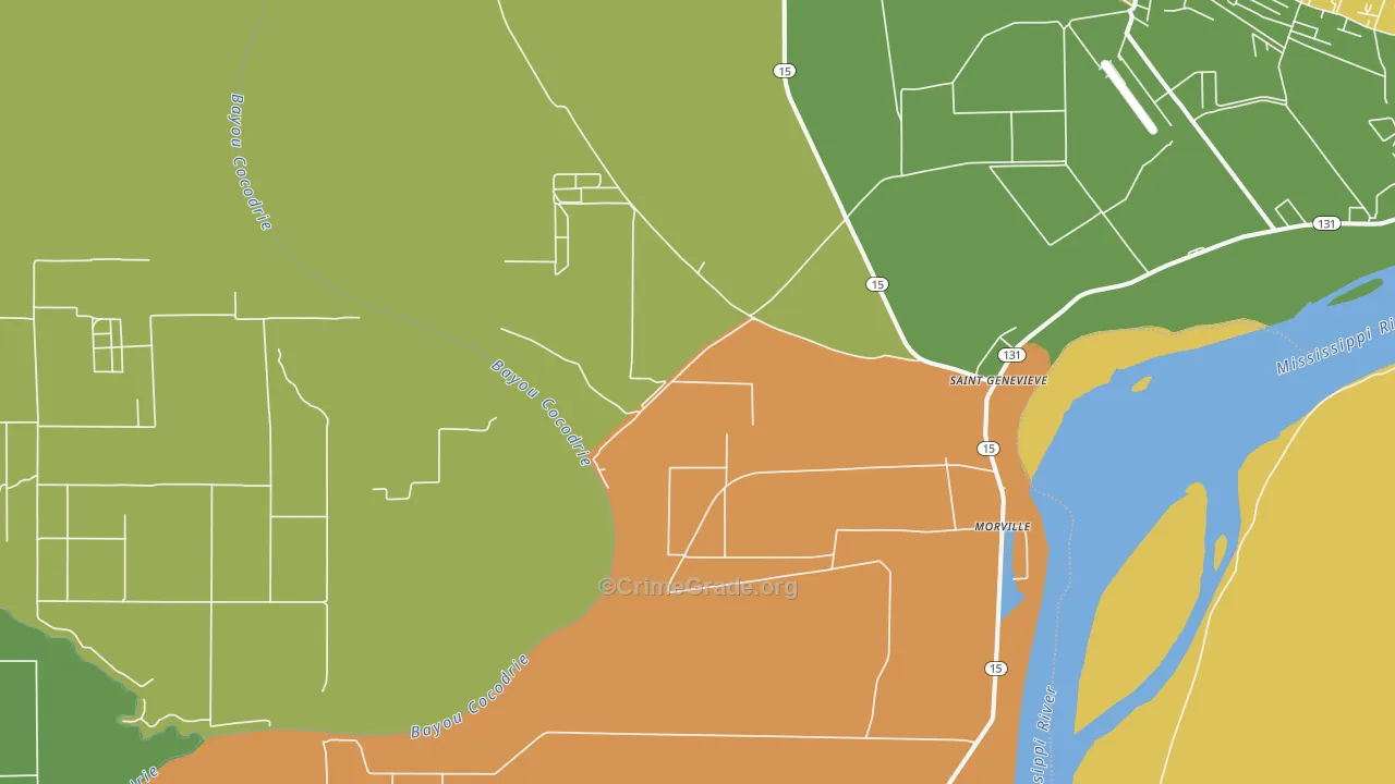 St. Genevieve, LA Map of Theft Rates