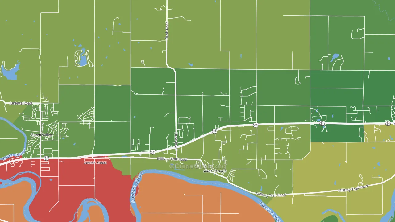 St. George, KS Map of Theft Rates
