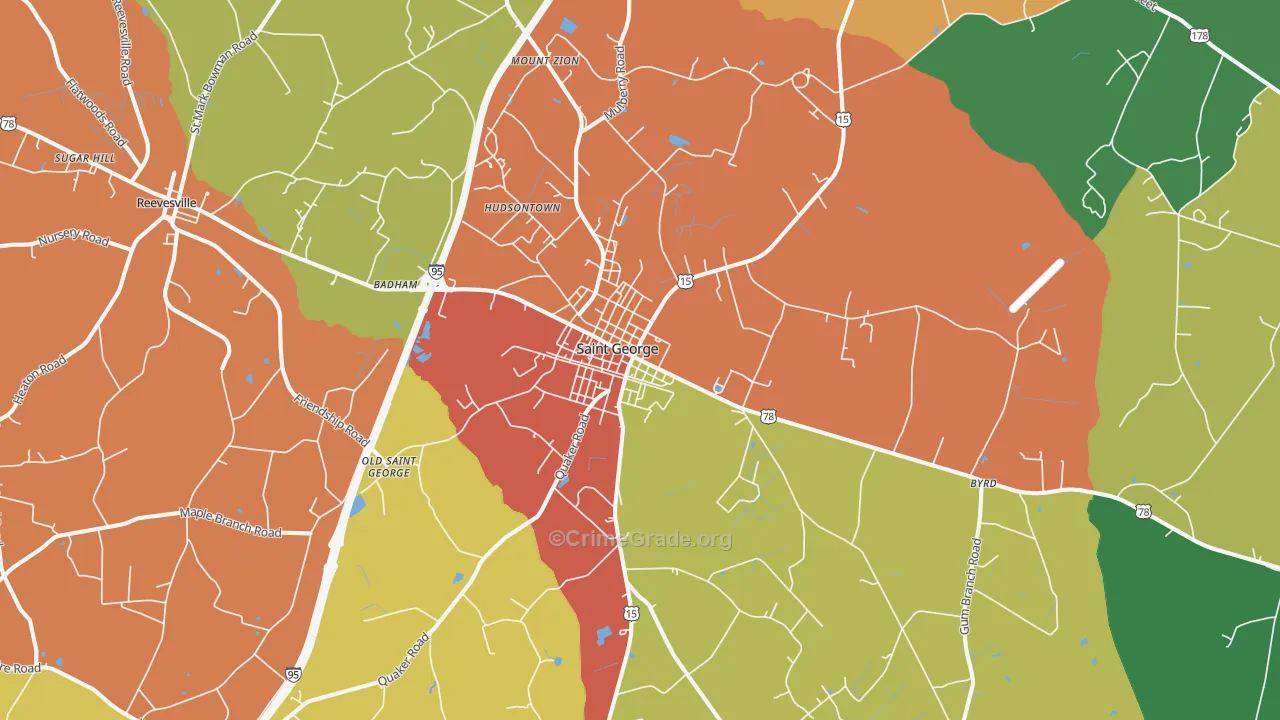 St. George, SC Map of Theft Rates